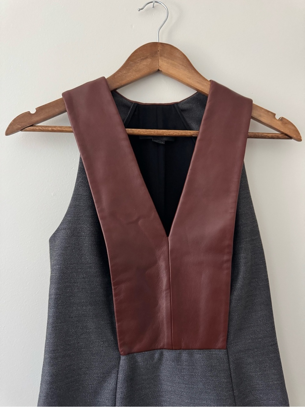 ALEXANDER WANG Leather and Wool Pinafore Dress 2 - Picture 3 of 12